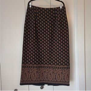 Briggs New York Black and Brown Paisley Pencil Skirt
